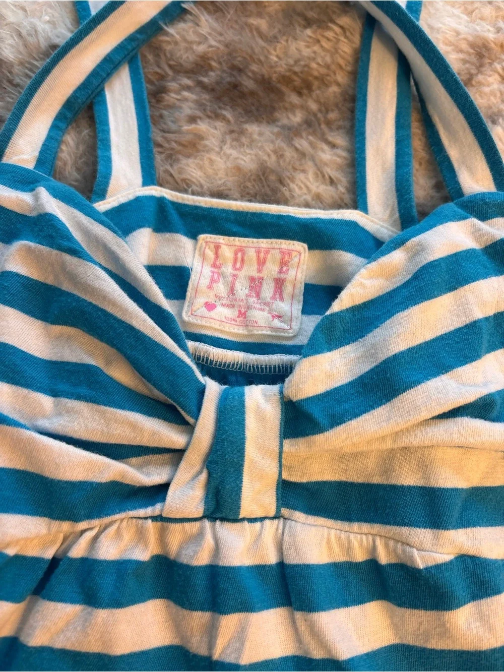 Vintage Rare Y2K PINK Victoria's Secret Blue and White Striped dress